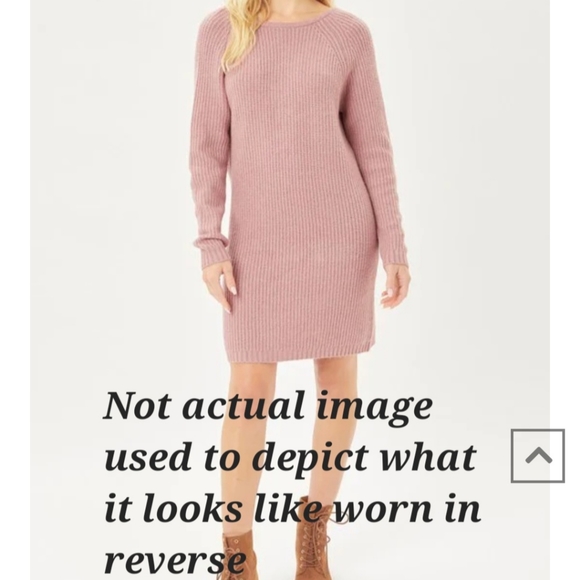 ⭐️ 2 for $17 Reversible Long Sleeve Plunge V Neck Cozy Sweater Midi Dress Twist - Picture 7 of 7